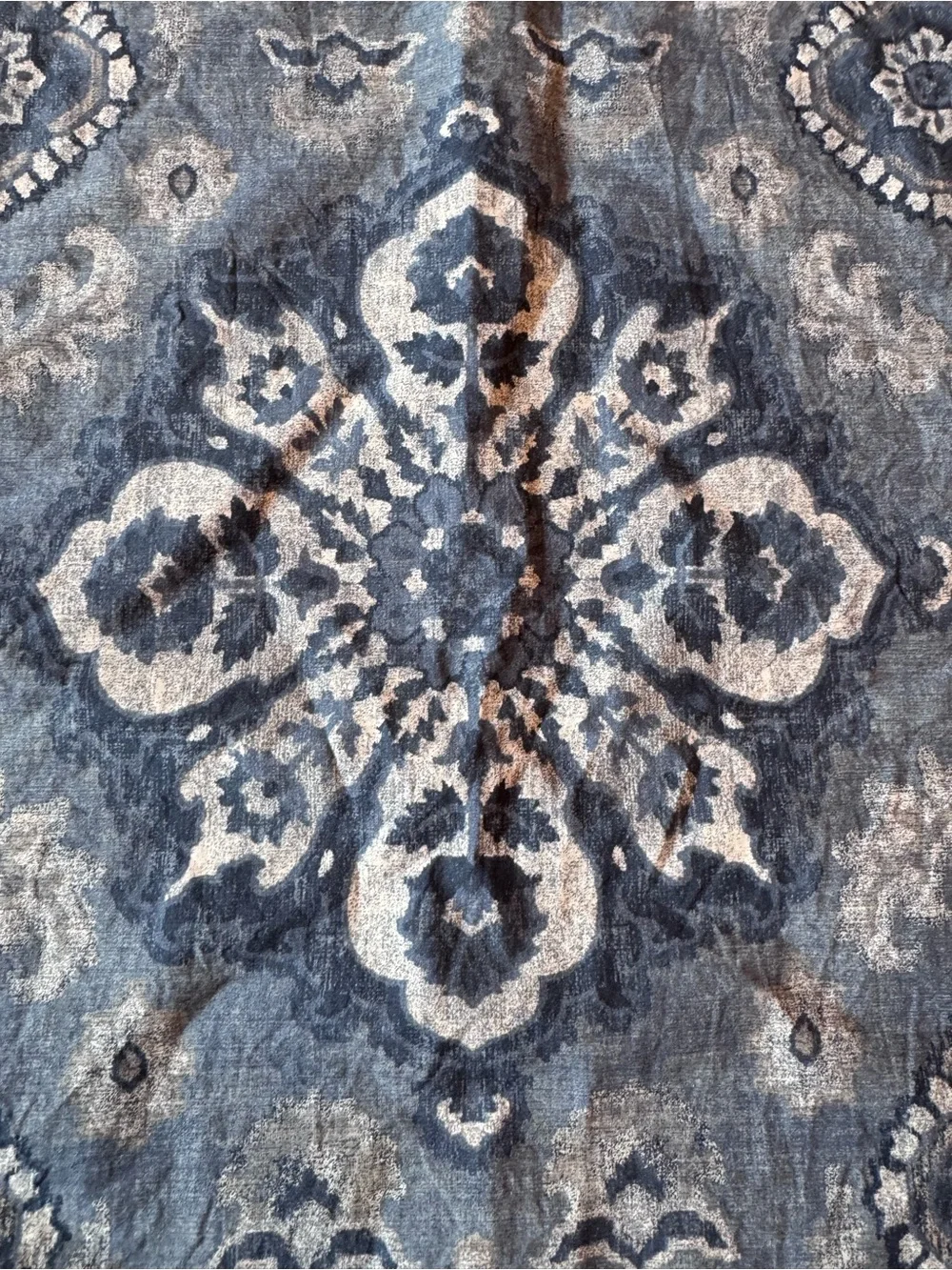 Pottery Barn Giovanna Medallion Percale KING Duvet Cover BLUE with 1 Euro Sham